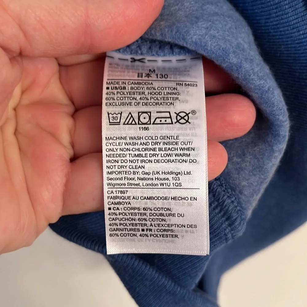 Gap Kids Royal Blue Cotton-Blend Hoodie Sweatshirt Gift-ready Medium 8-9